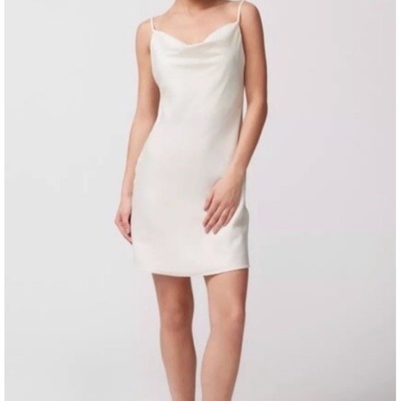 Urban Outfitters Mallory Cowl Neck Slip Dress White Sz S Slinky Wedding 90s Insp - Picture 11 of 12